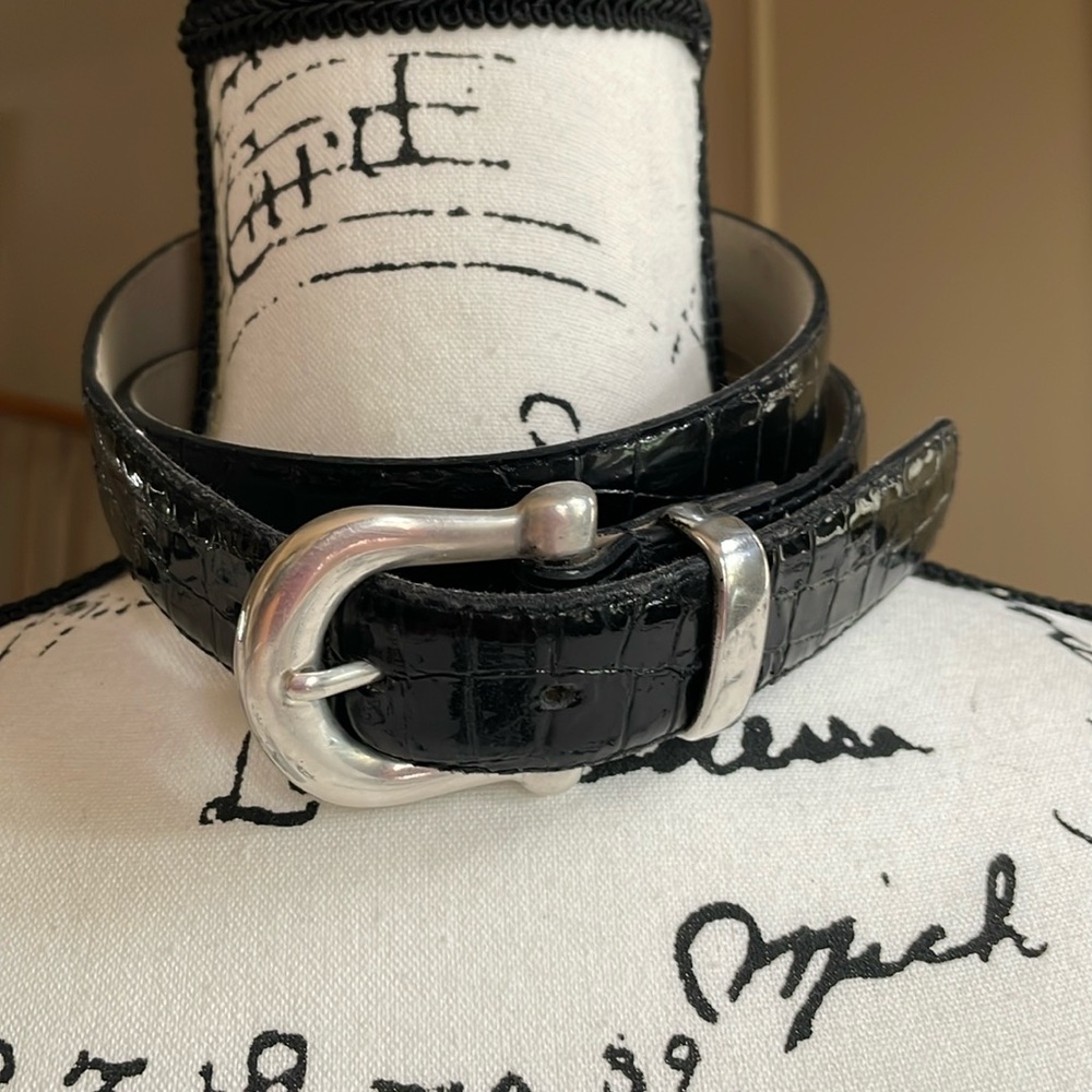“ELITE COMPANY of FRENSO, CA.” BLACK ALLIGATOR EMBOSSED BELT.   EUC